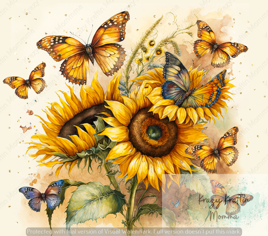 Fall Sunflower Butterfly Tumbler