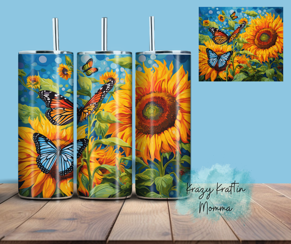 Sunflower Butterfly Tumbler