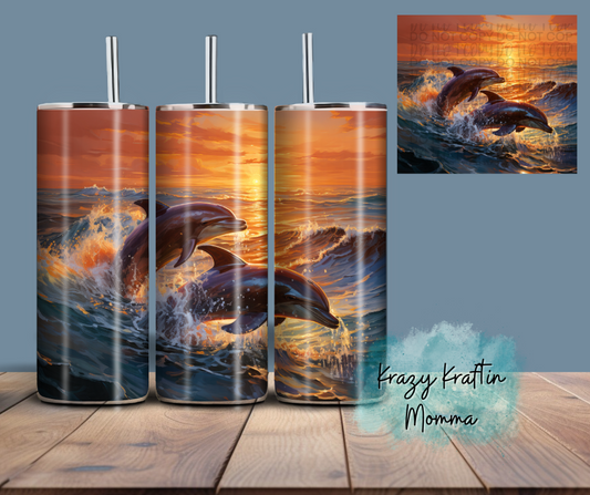 Sunset Dolphins Tumbler