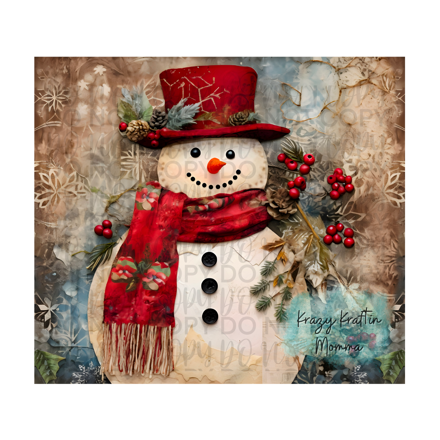 Vintage Rustic Snowman Tumbler