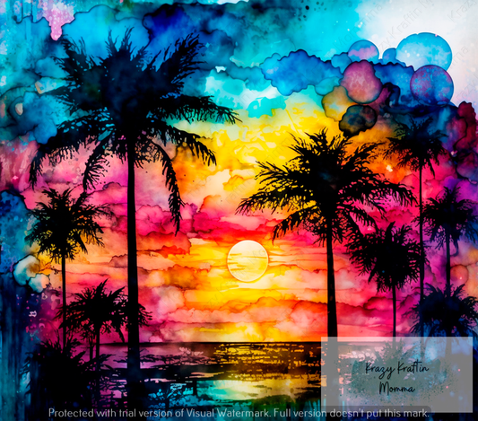 Watercolor Sunset Beach Tumbler