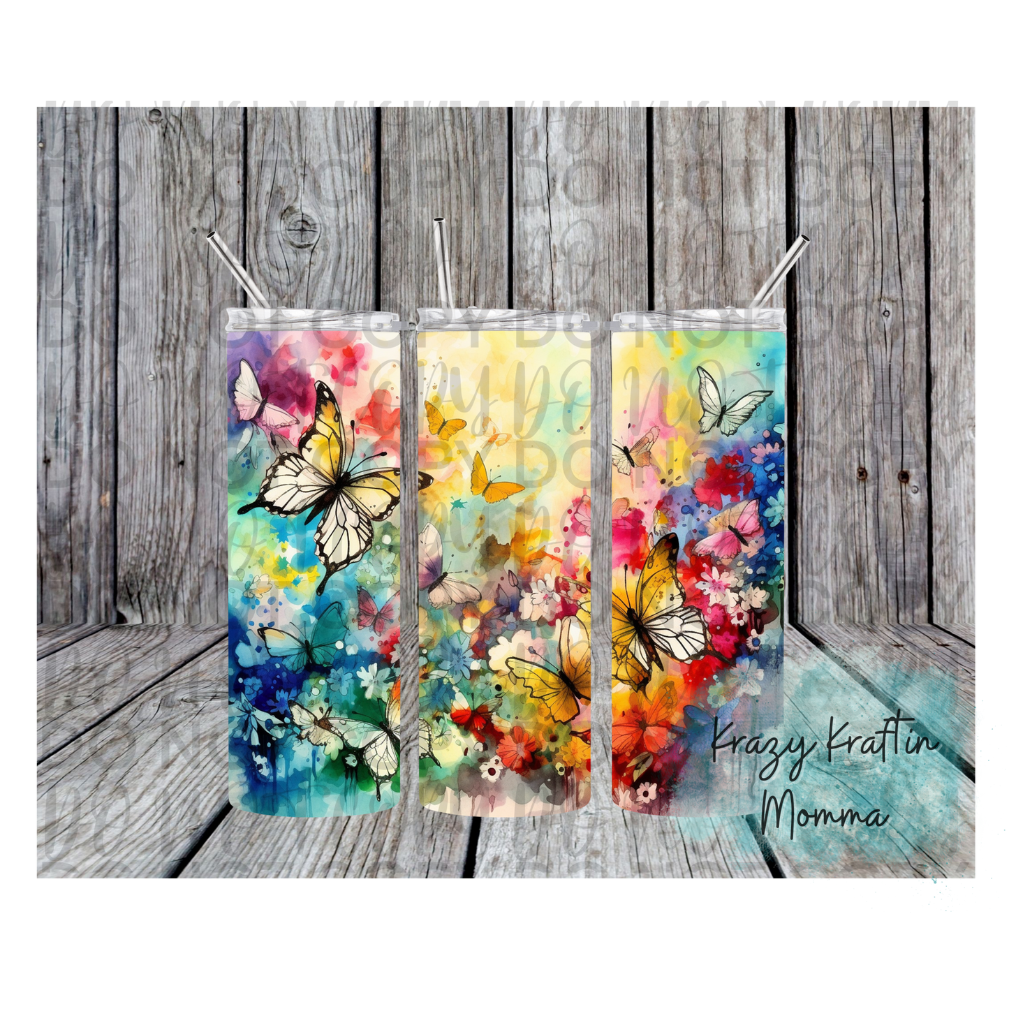 Watercolor Butterflies Tumbler