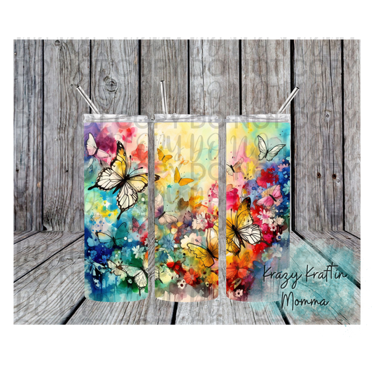 Watercolor Butterflies Tumbler