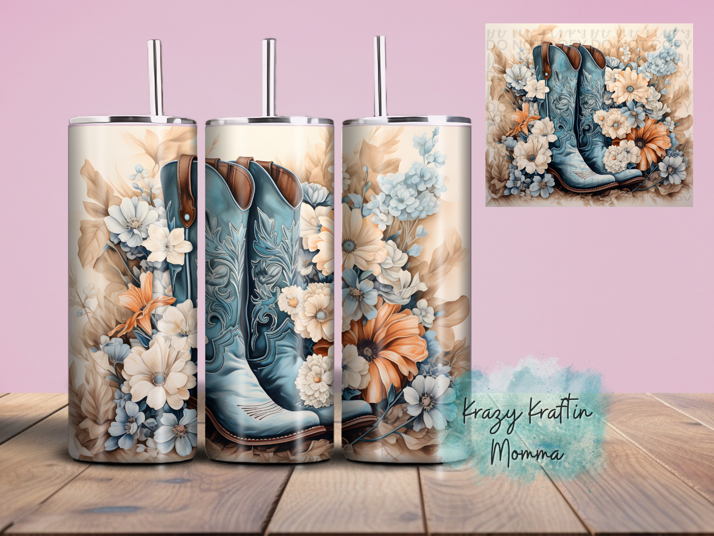 Western Boho Floral Tumbler