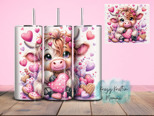 Highland cow with hearts Tumbler