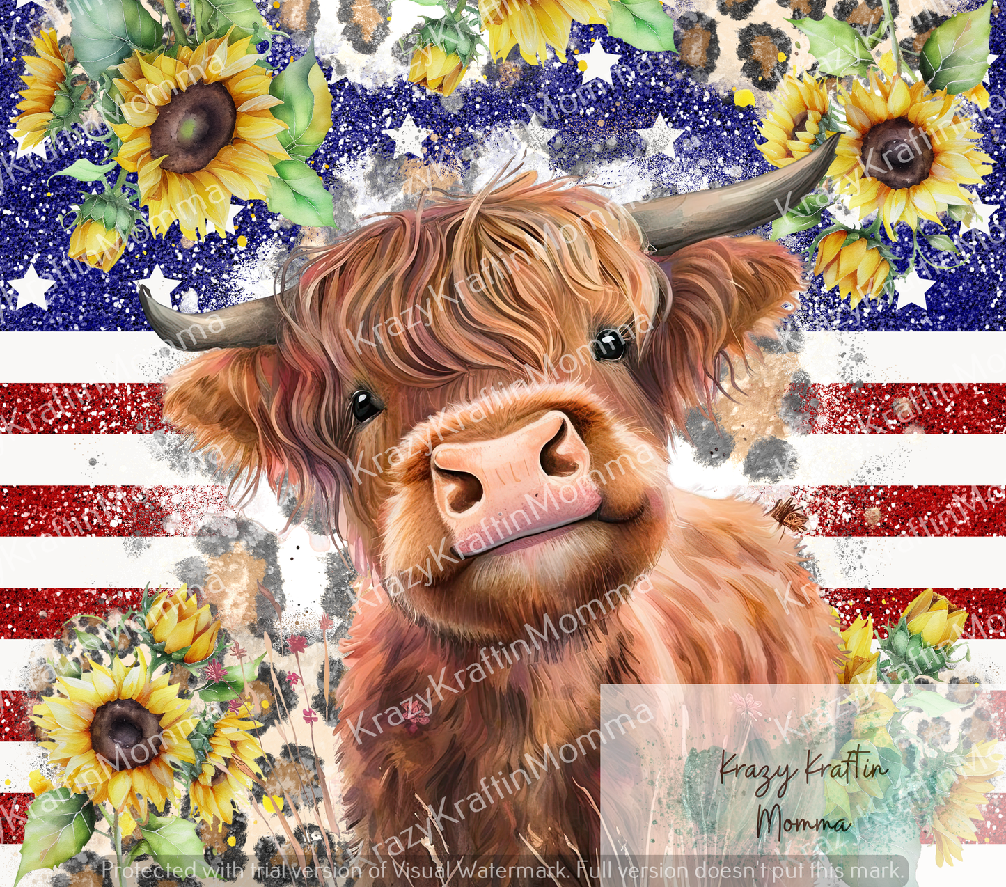 Patriotic Highland Cow Tumbler