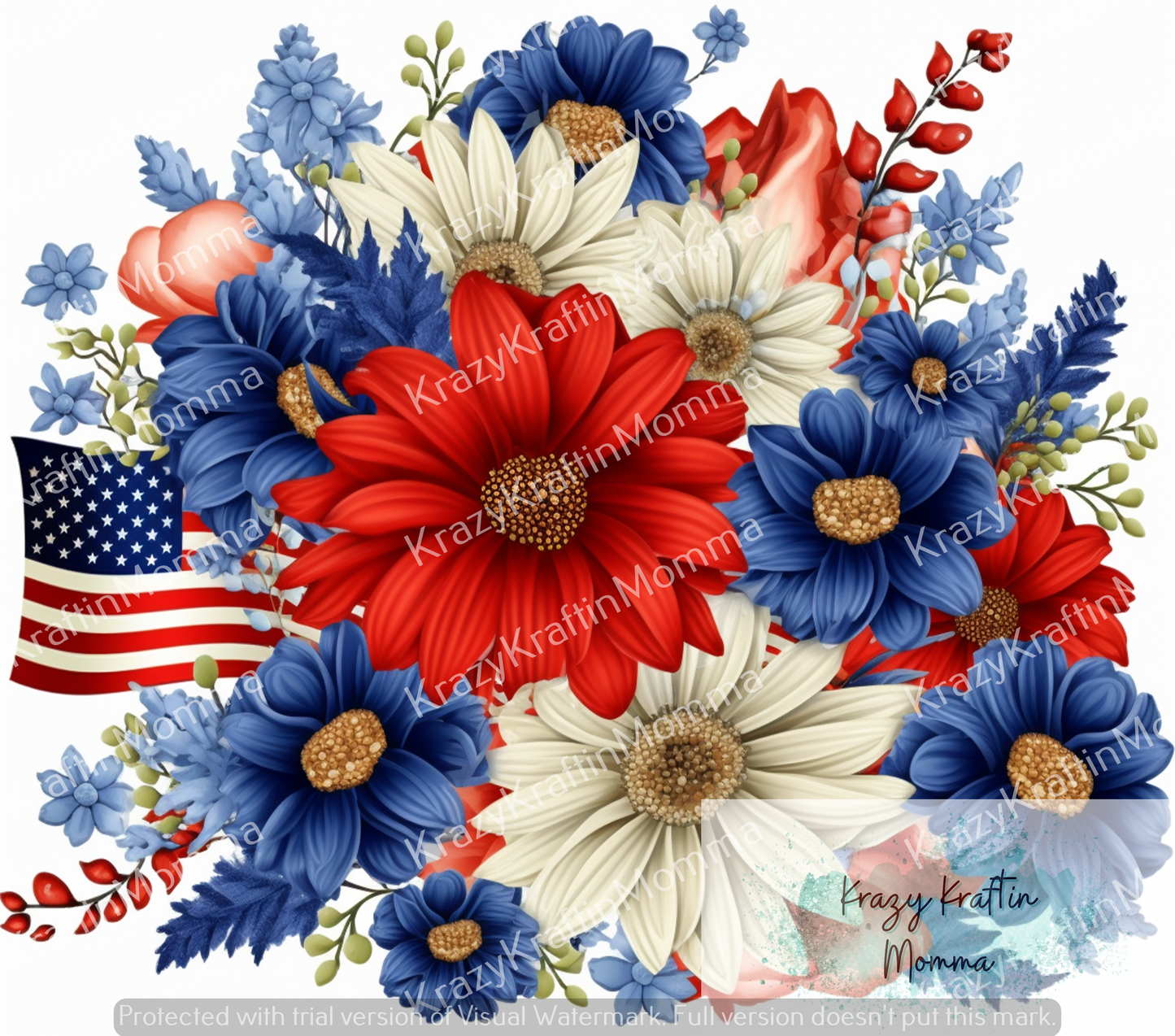 Patriotic Floral Tumbler