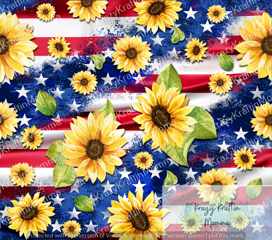 Sunflowers & American Flag Tumbler