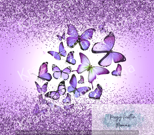 PURPLE GLITTERED BUTTERFLIES