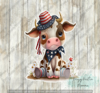 Sitting Patriotic Cow Tumbler