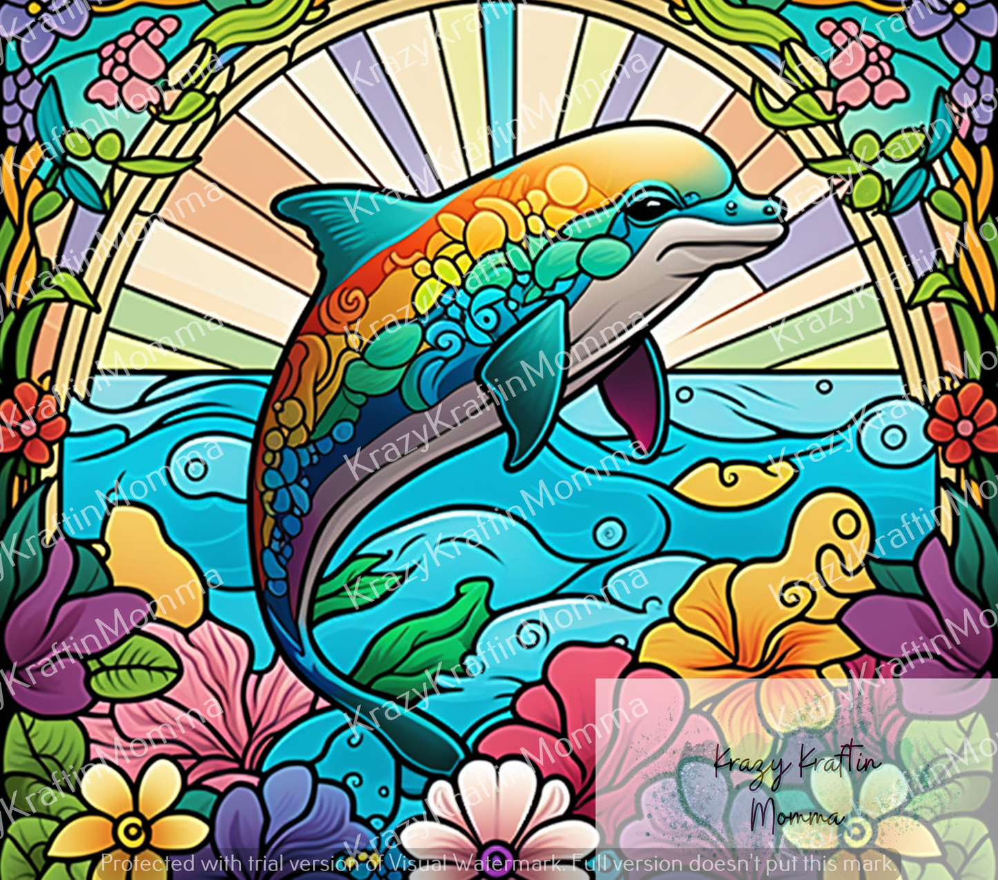 Stained Glass Dolphin