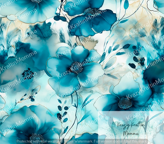 Watercolor Teal Poppies Tumbler