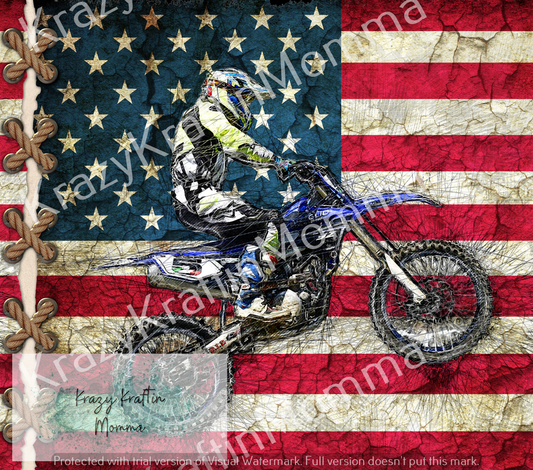 Dirt Bike with American Flag Tumbler