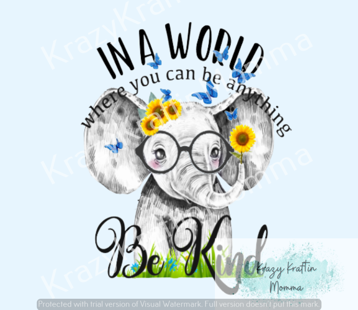 Elephant with Glasses - Be Kind Tumbler