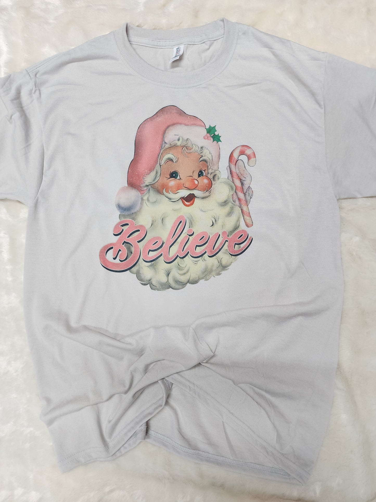 Pink Vintage Santa Believe