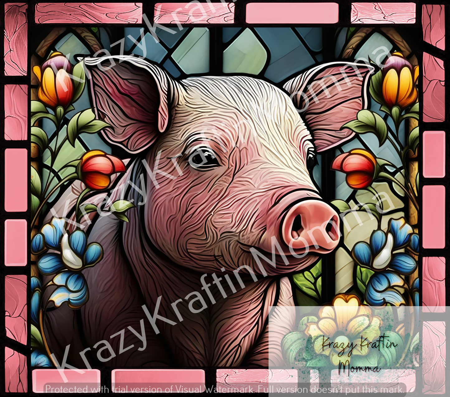 Stained Glass Pig