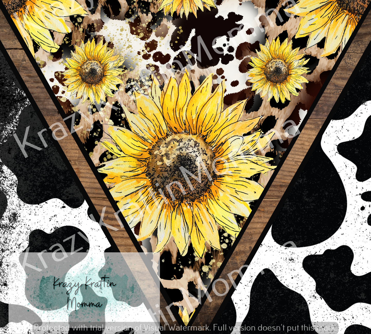 Cow print sunflower split tumbler