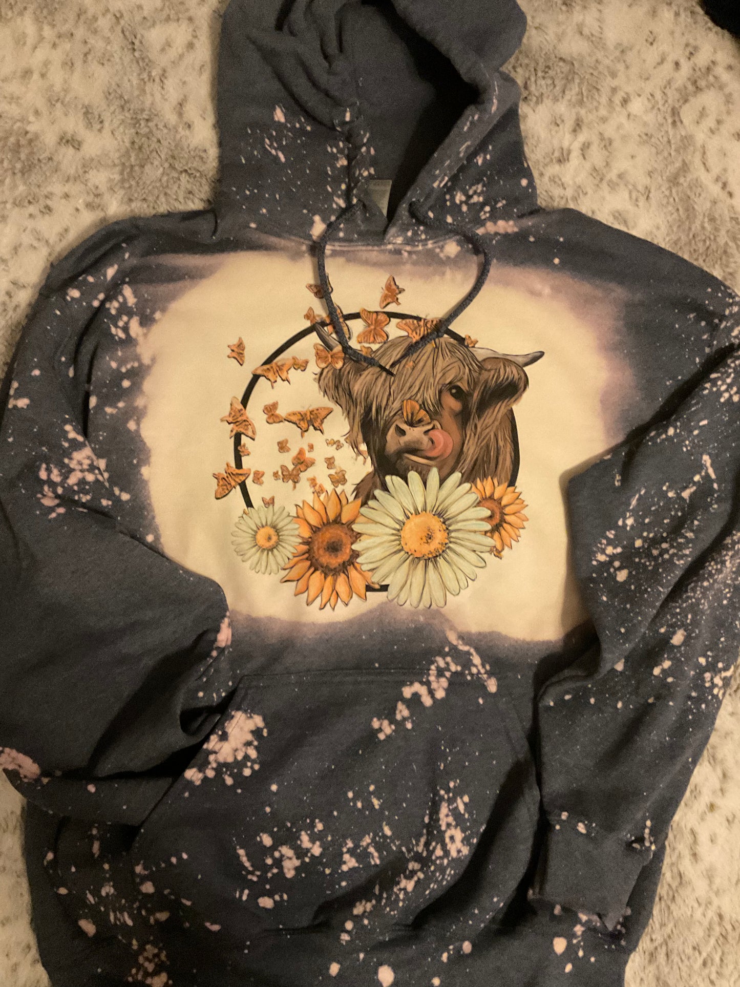 Cow Sunflower Bleached Sweatshirt