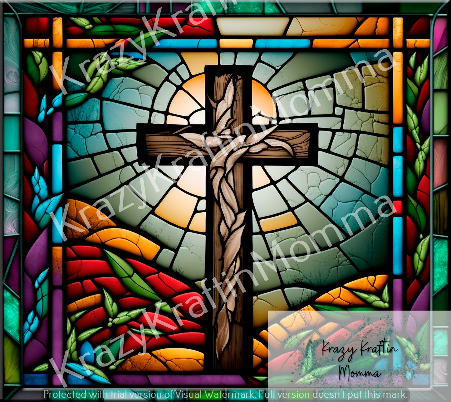 Stained Glass Cross Tumbler