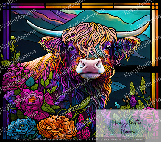 Stained Glass Highland Cow